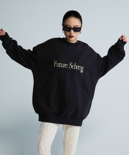 JEANASIS（ジーナシス）の「【Les Fleurs】シシュウロゴスウェットLS/598996（スウェット・レディース・ブラック/グリーン/グレー/ネイビー・FREE）」の9枚目の写真