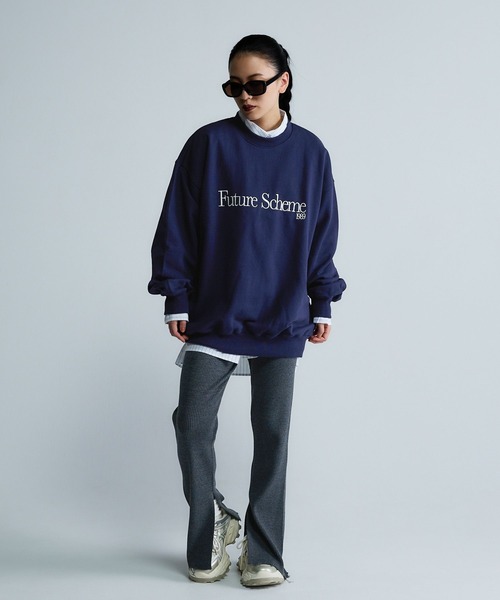 JEANASIS（ジーナシス）の「【Les Fleurs】シシュウロゴスウェットLS/598996（スウェット・レディース・ブラック/グリーン/グレー/ネイビー・FREE）」の6枚目の写真