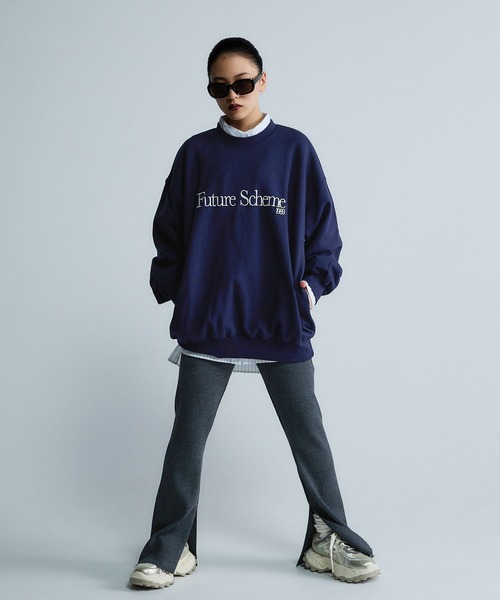 JEANASIS（ジーナシス）の「【Les Fleurs】シシュウロゴスウェットLS/598996（スウェット・レディース・ブラック/グリーン/グレー/ネイビー・FREE）」の7枚目の写真