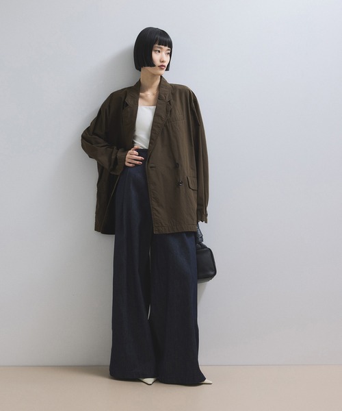 ADAM ET ROPE'（アダムエロペ）の「【WEB限定】ダブルブレストシャツジャケット（テーラードジャケット・レディース・ダークブラウン/ブラック・FREE）」の12枚目の写真