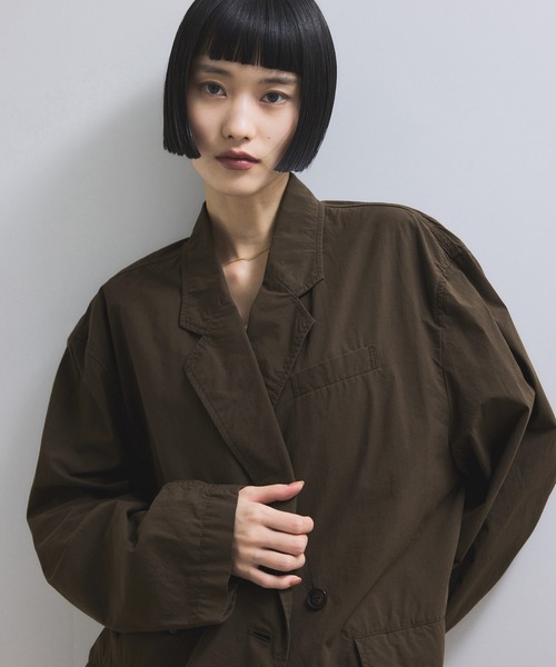 ADAM ET ROPE'（アダムエロペ）の「【WEB限定】ダブルブレストシャツジャケット（テーラードジャケット・レディース・ダークブラウン/ブラック・FREE）」の16枚目の写真