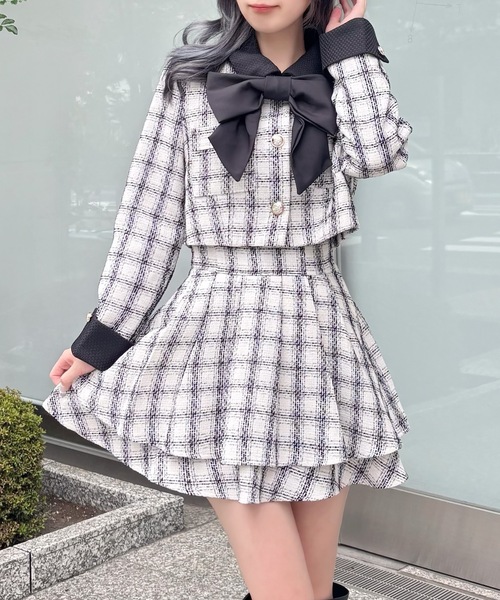 リボン付きバイカラーセットアップ（セットアップ）｜abc une