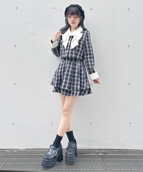 リボン付きバイカラーセットアップ（セットアップ）｜abc une