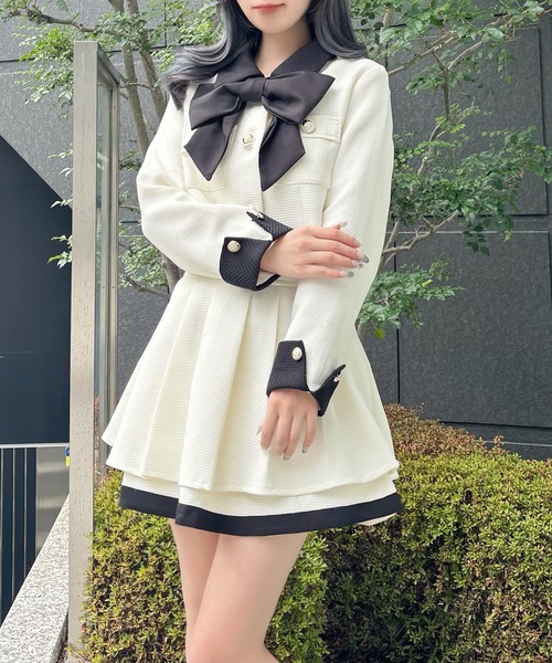 美品❗️an セットアップ リボン付きバイカラーセットアップ（セットアップ）｜abc une