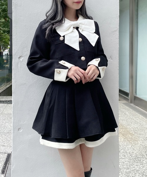 abc une face(アーベーセーアンフェイス)の「リボン付きバイカラーセットアップ(セットアップ・レディース・ブラック/ブラック系その他/ホワイト/ホワイト系その他・FREE)」の20枚目の写真