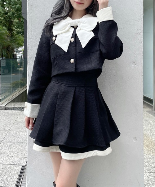 リボン付きバイカラーセットアップ（セットアップ）｜abc une