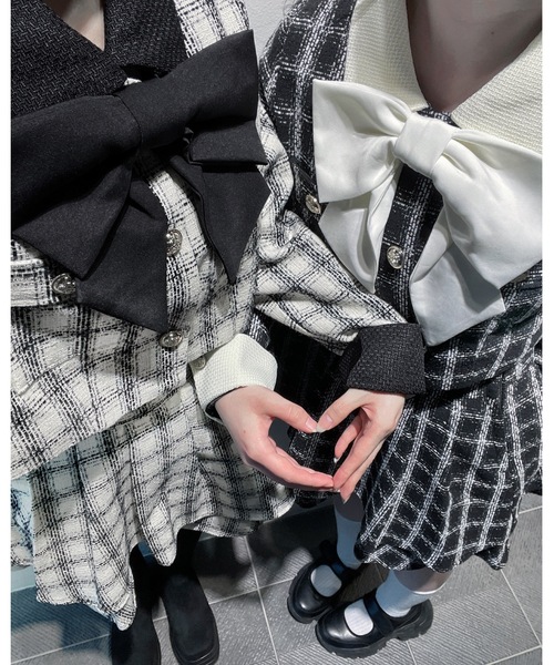 リボン付きバイカラーセットアップ（セットアップ）｜abc une face