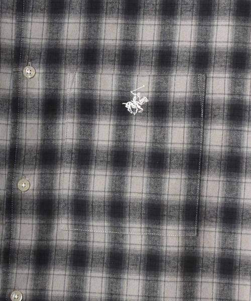 Lazar（ラザル）の「BEVERLY HILLS POLO CLUB/ビバリーヒルズポロクラブ オーバーサイズ ロゴ ワンポイント刺繍 フランネルチェックシャツ/オンブレチェックシャツ/レディース メンズ（シャツ/ブラウス・メンズ・グレー/ブルー/ブラック/ベージュ・M/L/LL）」の14枚目の写真
