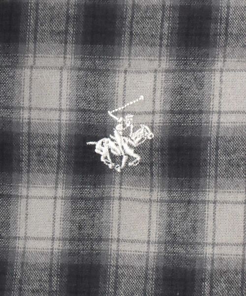 Lazar（ラザル）の「BEVERLY HILLS POLO CLUB/ビバリーヒルズポロクラブ オーバーサイズ ロゴ ワンポイント刺繍 フランネルチェックシャツ/オンブレチェックシャツ/レディース メンズ（シャツ/ブラウス・メンズ・グレー/ブルー/ブラック/ベージュ・M/L/LL）」の15枚目の写真
