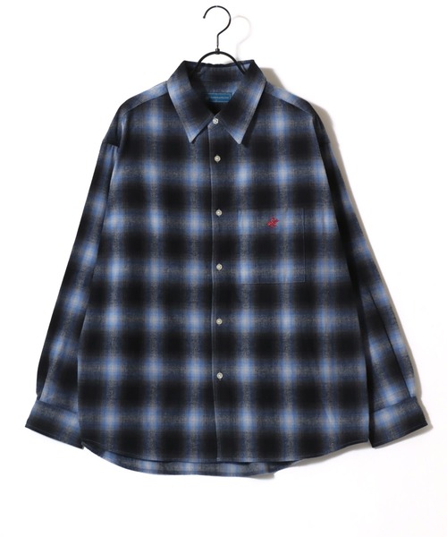 Lazar（ラザル）の「BEVERLY HILLS POLO CLUB/ビバリーヒルズポロクラブ オーバーサイズ ロゴ ワンポイント刺繍 フランネルチェックシャツ/オンブレチェックシャツ/レディース メンズ（シャツ/ブラウス・メンズ・グレー/ブルー/ブラック/ベージュ・M/L/LL）」の11枚目の写真
