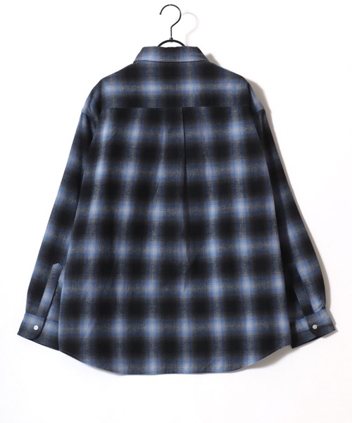 Lazar（ラザル）の「BEVERLY HILLS POLO CLUB/ビバリーヒルズポロクラブ オーバーサイズ ロゴ ワンポイント刺繍 フランネルチェックシャツ/オンブレチェックシャツ/レディース メンズ（シャツ/ブラウス・メンズ・グレー/ブルー/ブラック/ベージュ・M/L/LL）」の12枚目の写真