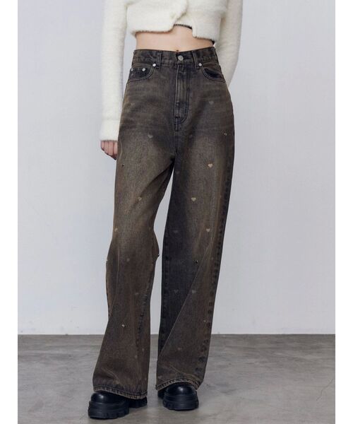 EMODA（エモダ）の「ハートドットルーズジーンズ（デニムパンツ・レディース・ブラウン/ブルー・SMALL/MEDIUM/X-SMALL）」の2枚目の写真