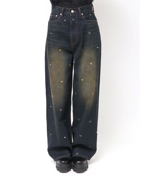 EMODA（エモダ）の「ハートドットルーズジーンズ（デニムパンツ・レディース・ブラウン/ブルー・SMALL/MEDIUM/X-SMALL）」の3枚目の写真
