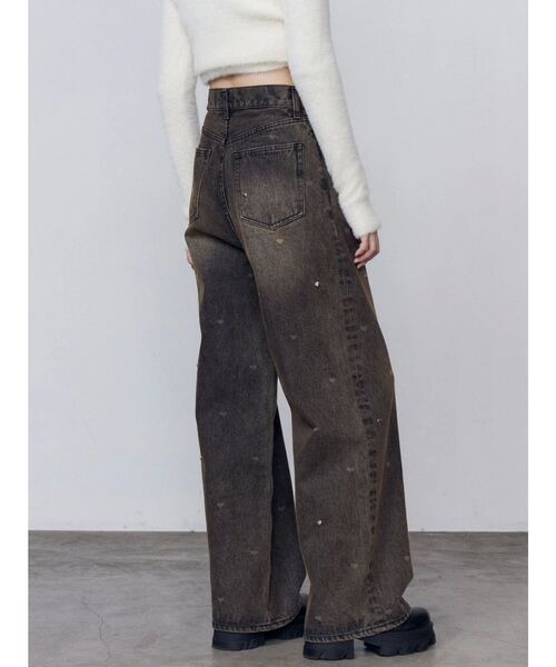 EMODA（エモダ）の「ハートドットルーズジーンズ（デニムパンツ・レディース・ブラウン/ブルー・SMALL/MEDIUM/X-SMALL）」の3枚目の写真