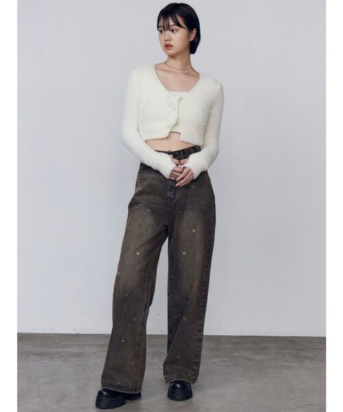 EMODA（エモダ）の「ハートドットルーズジーンズ（デニムパンツ・レディース・ブラウン/ブルー・SMALL/MEDIUM/X-SMALL）」の5枚目の写真