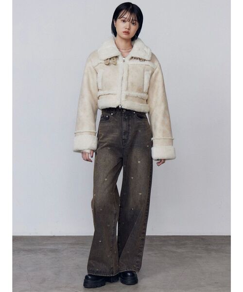 EMODA（エモダ）の「ハートドットルーズジーンズ（デニムパンツ・レディース・ブラウン/ブルー・SMALL/MEDIUM/X-SMALL）」の7枚目の写真