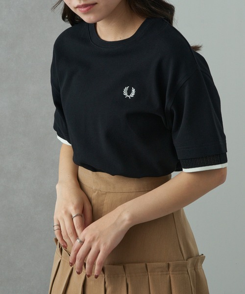 FRED PERRY(フレッドペリー)の「【FRED PERRY】MESH CUFF PIQUE T-SHIRT G2167(Tシャツ/カットソー・レディース・オフホワイト/ブラック・10)」の13枚目の写真