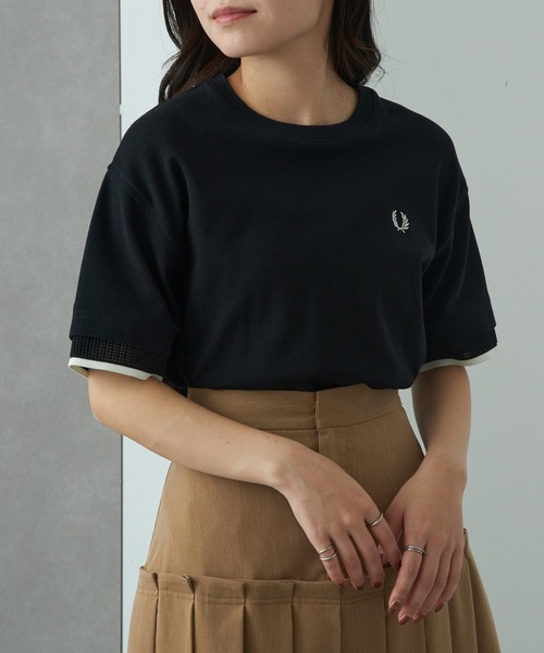 FRED PERRY(フレッドペリー)の「【FRED PERRY】MESH CUFF PIQUE T-SHIRT G2167(Tシャツ/カットソー・レディース・オフホワイト/ブラック・10)」の14枚目の写真