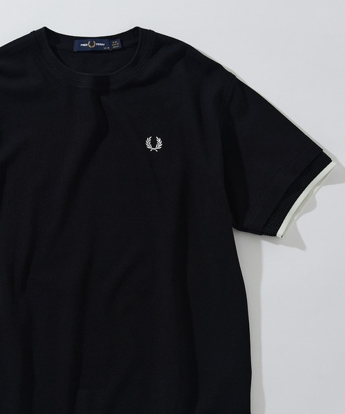 FRED PERRY(フレッドペリー)の「【FRED PERRY】MESH CUFF PIQUE T-SHIRT G2167(Tシャツ/カットソー・レディース・オフホワイト/ブラック・10)」の4枚目の写真