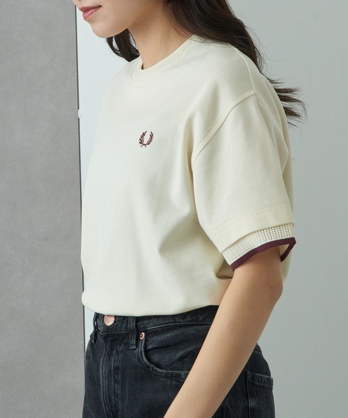 FRED PERRY(フレッドペリー)の「【FRED PERRY】MESH CUFF PIQUE T-SHIRT G2167(Tシャツ/カットソー・レディース・オフホワイト/ブラック・10)」の8枚目の写真