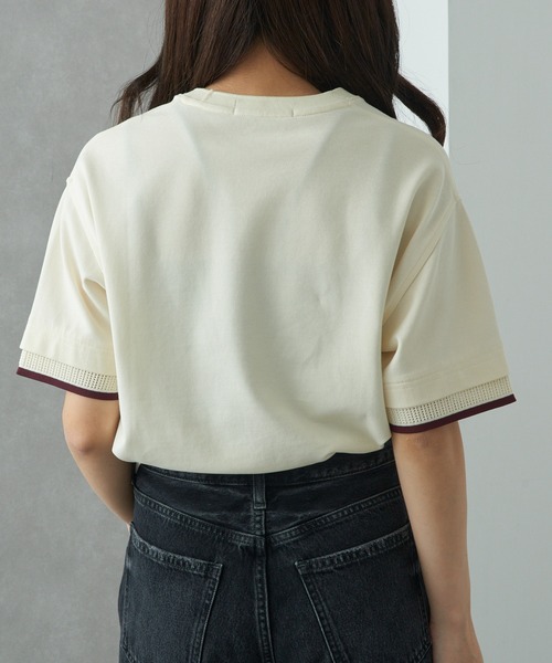FRED PERRY(フレッドペリー)の「【FRED PERRY】MESH CUFF PIQUE T-SHIRT G2167(Tシャツ/カットソー・レディース・オフホワイト/ブラック・10)」の9枚目の写真