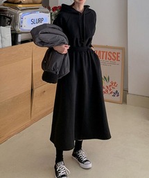 タックフレアスウェットワンピース