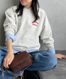 [UNIVERSAL OVERALL/ユニバーサルオーバーオール] 別注 ワンポイントロゴ刺繍 ラグランスリーブスウェット