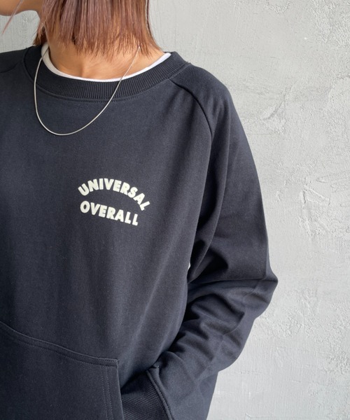 UNIVERSAL OVERALL（ユニバーサルオーバーオール）の「[UNIVERSAL OVERALL/ユニバーサルオーバーオール] 別注 ワンポイントロゴ刺繍 ラグランスリーブスウェット（スウェット・レディース・ブラック/オートミール/ブラウン/グリーン・F）」の14枚目の写真