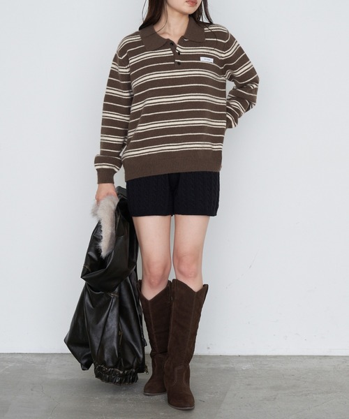 RAY CASSIN（レイカズン）の「ケーブルニットショートパンツ（その他パンツ・レディース・ブラウン/ブラック/グレー・FREE）」の9枚目の写真