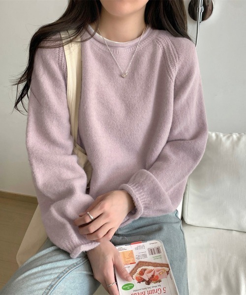 Miniministore(ミニミニストア)の「セーター レディース ボリューム袖 無地(ニット/セーター・レディース・アイボリー/ブラック/オフホワイト/ラベンダー/ベージュ・FREE)」の5枚目の写真