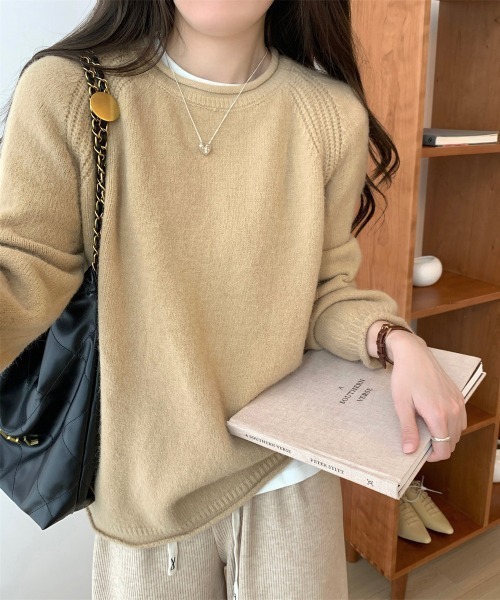 Miniministore(ミニミニストア)の「セーター レディース ボリューム袖 無地(ニット/セーター・レディース・アイボリー/ブラック/オフホワイト/ラベンダー/ベージュ・FREE)」の9枚目の写真