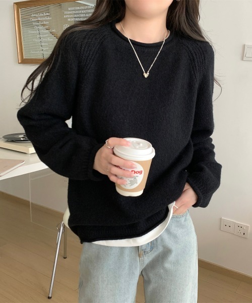 Miniministore(ミニミニストア)の「セーター レディース ボリューム袖 無地(ニット/セーター・レディース・アイボリー/ブラック/オフホワイト/ラベンダー/ベージュ・FREE)」の10枚目の写真