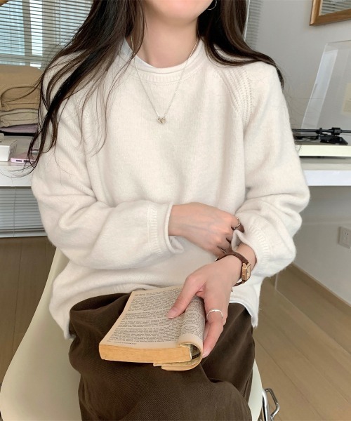 Miniministore(ミニミニストア)の「セーター レディース ボリューム袖 無地(ニット/セーター・レディース・アイボリー/ブラック/オフホワイト/ラベンダー/ベージュ・FREE)」の14枚目の写真