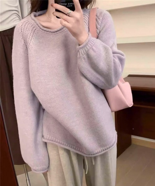 Miniministore(ミニミニストア)の「セーター レディース ボリューム袖 無地(ニット/セーター・レディース・アイボリー/ブラック/オフホワイト/ラベンダー/ベージュ・FREE)」の20枚目の写真