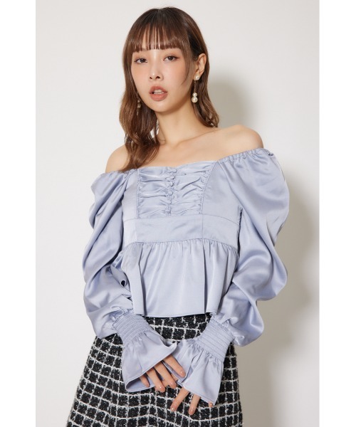 rienda(リエンダ)の「ギャザーペプラムブラウス 秋服 冬服(シャツ/ブラウス・レディース・ピンク/ブルー/ブラック・FREE)」の7枚目の写真