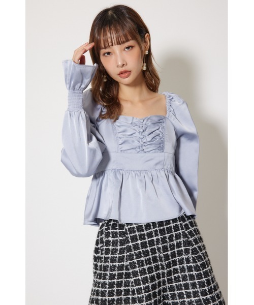 rienda(リエンダ)の「ギャザーペプラムブラウス 秋服 冬服(シャツ/ブラウス・レディース・ピンク/ブルー/ブラック・FREE)」の9枚目の写真