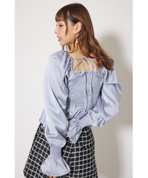 rienda(リエンダ)の「ギャザーペプラムブラウス 秋服 冬服(シャツ/ブラウス・レディース・ピンク/ブルー/ブラック・FREE)」の10枚目の写真