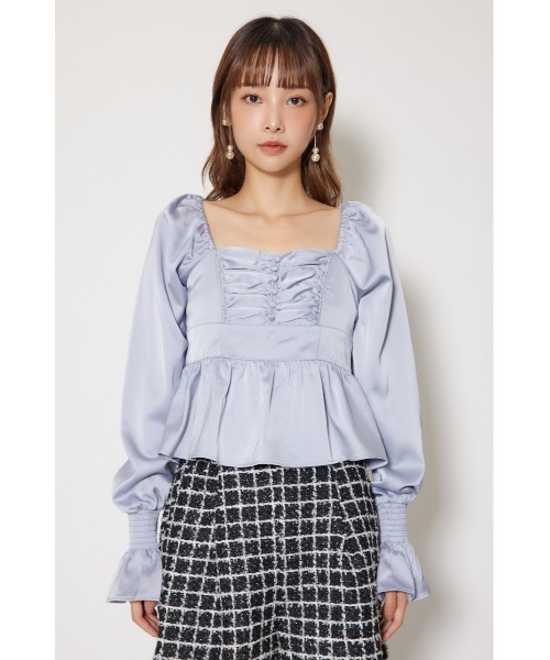 rienda(リエンダ)の「ギャザーペプラムブラウス 秋服 冬服(シャツ/ブラウス・レディース・ピンク/ブルー/ブラック・FREE)」の13枚目の写真