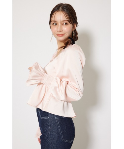 rienda(リエンダ)の「ギャザーペプラムブラウス 秋服 冬服(シャツ/ブラウス・レディース・ピンク/ブルー/ブラック・FREE)」の15枚目の写真