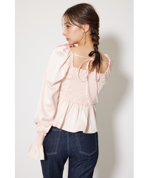 rienda(リエンダ)の「ギャザーペプラムブラウス 秋服 冬服(シャツ/ブラウス・レディース・ピンク/ブルー/ブラック・FREE)」の16枚目の写真