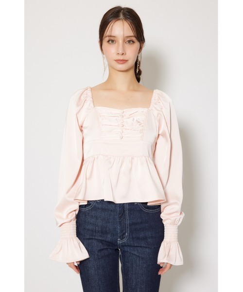 rienda(リエンダ)の「ギャザーペプラムブラウス 秋服 冬服(シャツ/ブラウス・レディース・ピンク/ブルー/ブラック・FREE)」の19枚目の写真