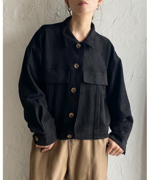 VALENTTE 短丈スエードジャケット セール】ショート丈長袖スエードシャツジャケット（その他アウター