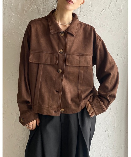 セール】ショート丈長袖スエードシャツジャケット（その他