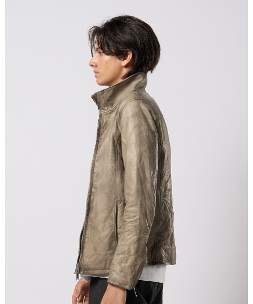wjk(ダヴルジェイケイ)の「stand riders(cow leather)(ライダースジャケット・メンズ・ベージュ/ブラック/グレー・SMALL/MEDIUM/LARGE/X-LARGE)」の5枚目の写真
