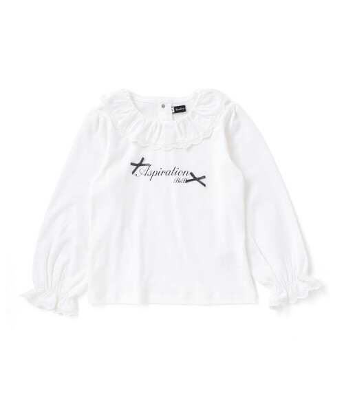 BeBe（ベベ）の「レースフリルカラース長袖Tシャツ（Tシャツ/カットソー・キッズ・オフホワイト・110cm/120cm/130cm/140cm/150cm）」の5枚目の写真