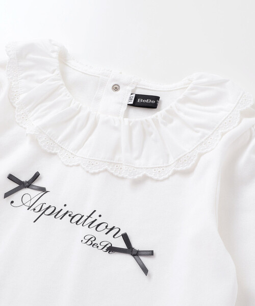 BeBe（ベベ）の「レースフリルカラース長袖Tシャツ（Tシャツ/カットソー・キッズ・オフホワイト・110cm/120cm/130cm/140cm/150cm）」の7枚目の写真