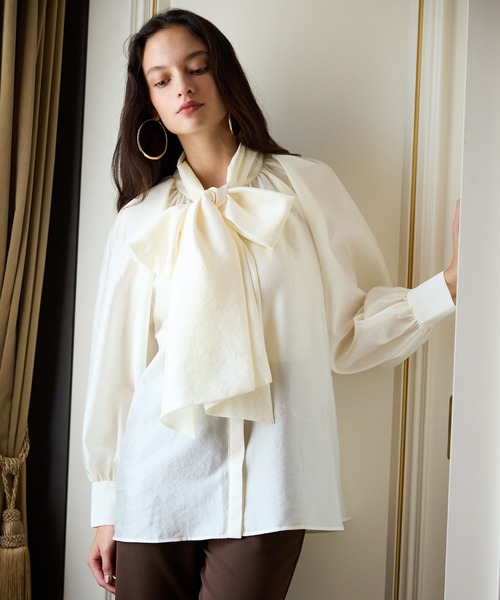 新品タグ付き EIMY ISTOIRE ボウタイシアーブラウス 2025 セール】シアーボウタイブラウス（シャツ/ブラウス）｜EIMY ISTOIRE