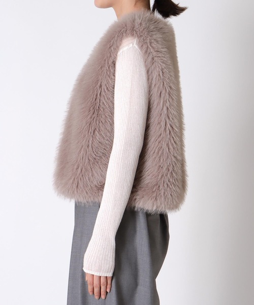 セール】フェイクFOXファーショートベスト（その他アウター）｜Jines