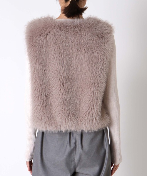 セール】フェイクFOXファーショートベスト（その他アウター）｜Jines