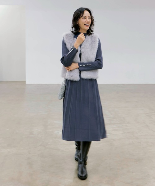 Jines（ジネス）の「フェイクFOXファーショートベスト（その他アウター・レディース・ホワイト/ライトグレー/ベージュ・38）」の10枚目の写真